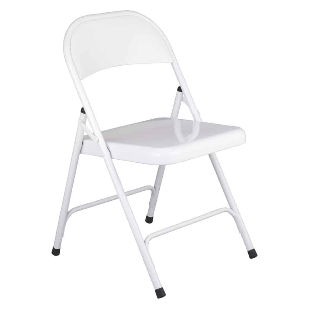 White Metal Folding Chair • Cover Me Up Events